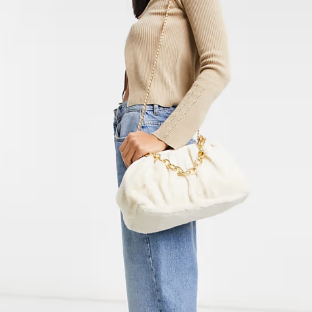 Skinnydip nova faux fur chain clutch bag